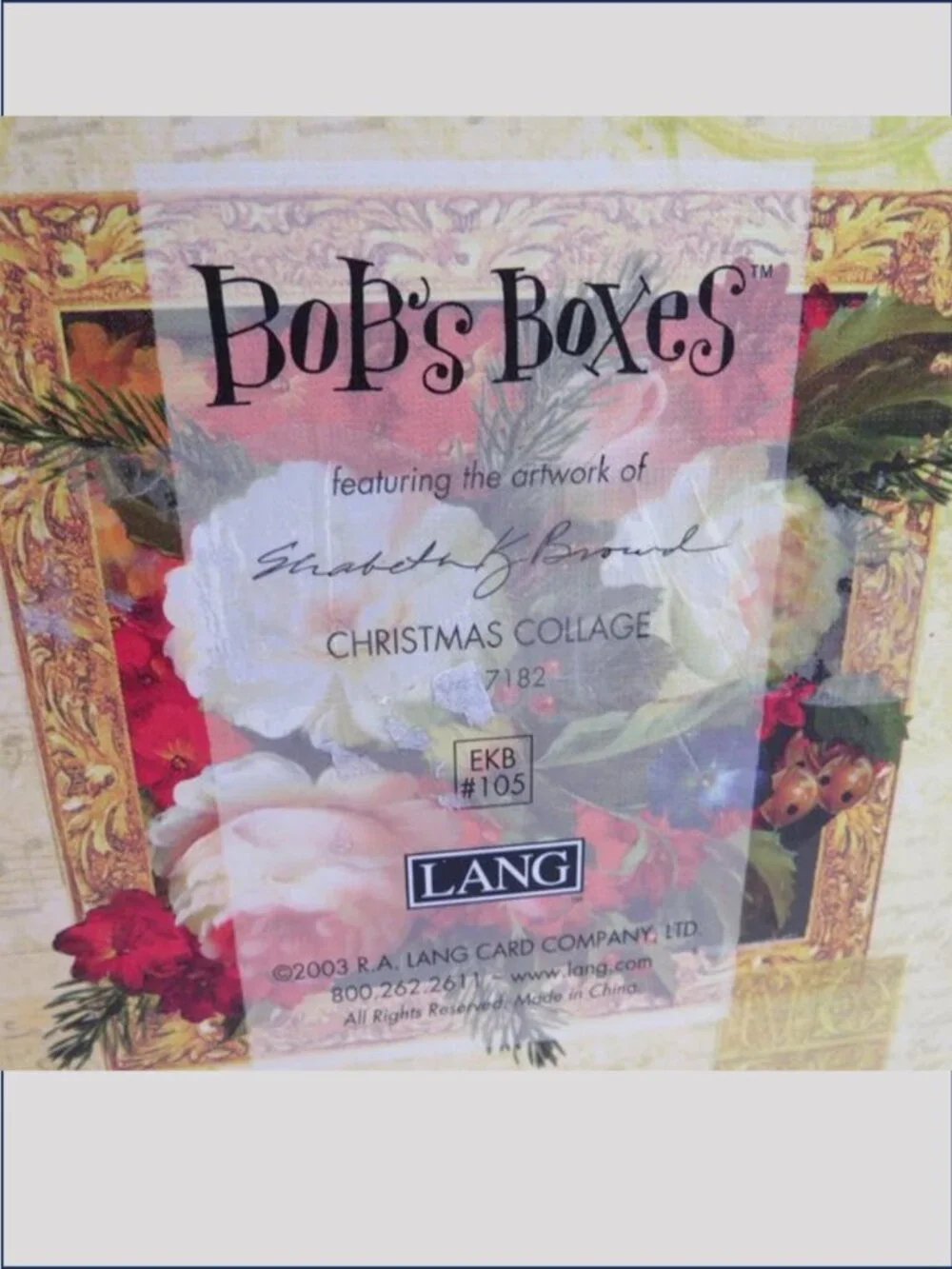 Lang Bob's Boxes Holiday Gift Box Lot 2pc Elizabeth King Brownd Roses Hi Quality